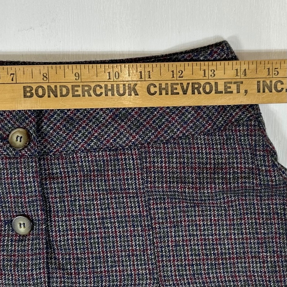 County Seat Jeanswear Vintage Plaid Button Front Mini Skirt Navy Burgundy 7/8 - Picture 5 of 7